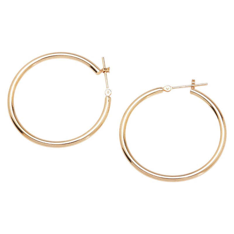 K18YG イエローゴールド フープ ピアス レディース 【中古】