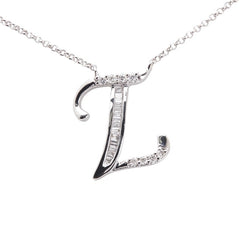 K18WG ホワイトゴールド ダイヤ Z アルファベット イニシャル ネックレス レディース 【中古】