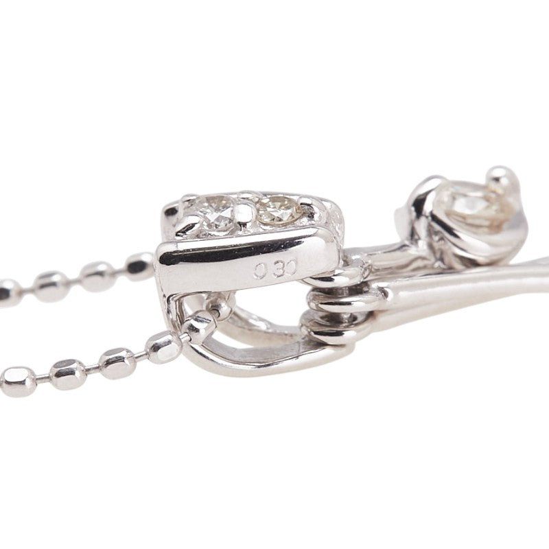 K18WG ホワイトゴールド ダイヤ0.30ct ネックレス レディース 【中古】