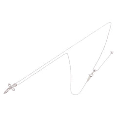 K18WG ホワイトゴールド ダイヤ0.30ct クロス 十字架 モチーフ ネックレス レディース 【中古】