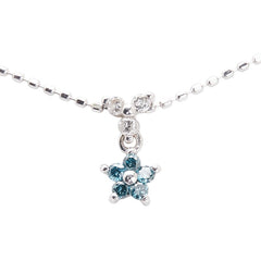 K18WG ホワイトゴールド ダイヤ0.10ct 花 フラワー モチーフ ネックレス レディース 【中古】