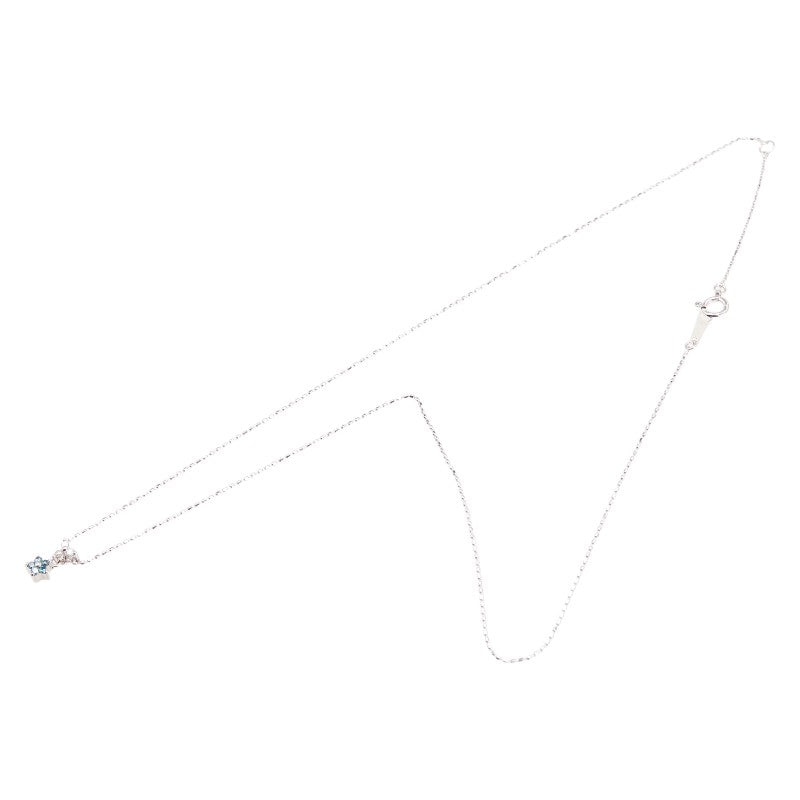 K18WG ホワイトゴールド ダイヤ0.10ct 花 フラワー モチーフ ネックレス レディース 【中古】