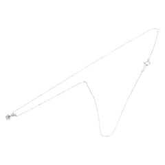 K18WG ホワイトゴールド ダイヤ0.10ct 花 フラワー モチーフ ネックレス レディース 【中古】