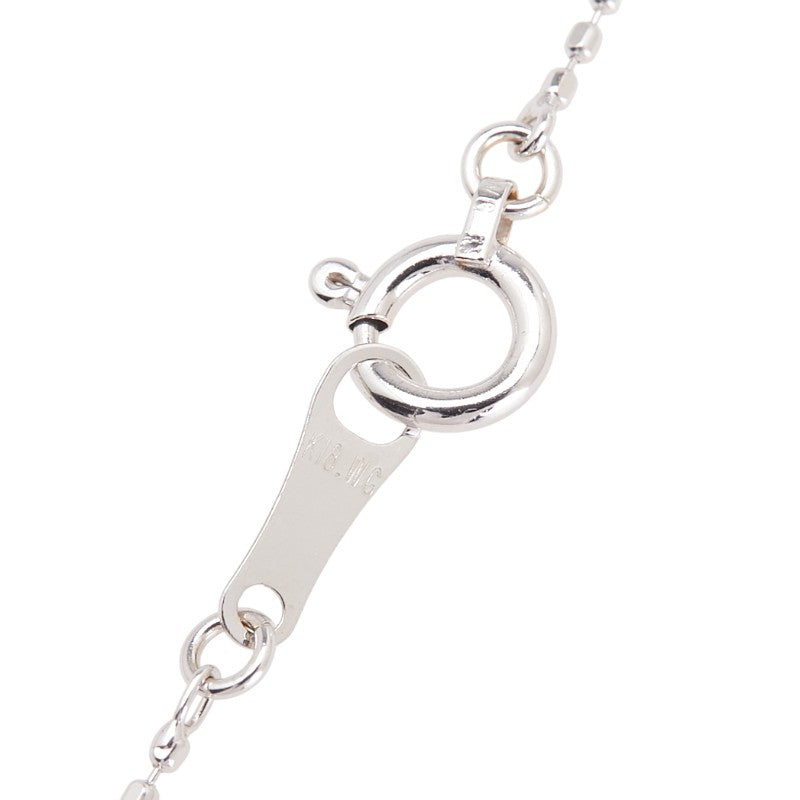 K18WG ホワイトゴールド ダイヤ0.10ct 花 フラワー モチーフ ネックレス レディース 【中古】