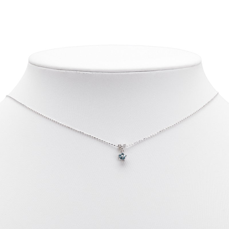 K18WG ホワイトゴールド ダイヤ0.10ct 花 フラワー モチーフ ネックレス レディース 【中古】