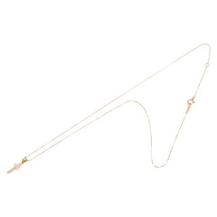 K18YG イエローゴールド ダイヤ0.05ct クロス 十字架 モチーフ ベネチアンチェーン ネックレス レディース 【中古】