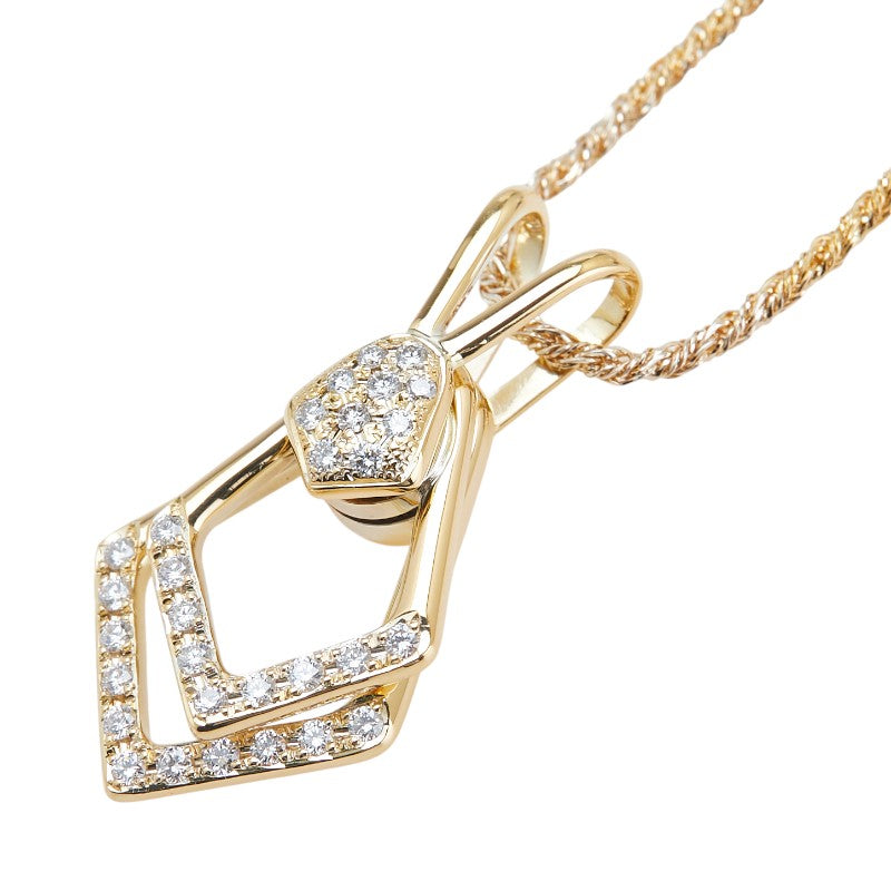 ウォルサム K18YG イエローゴールド ダイヤ ペンダントネックレス レディース WALTHAM 【中古】