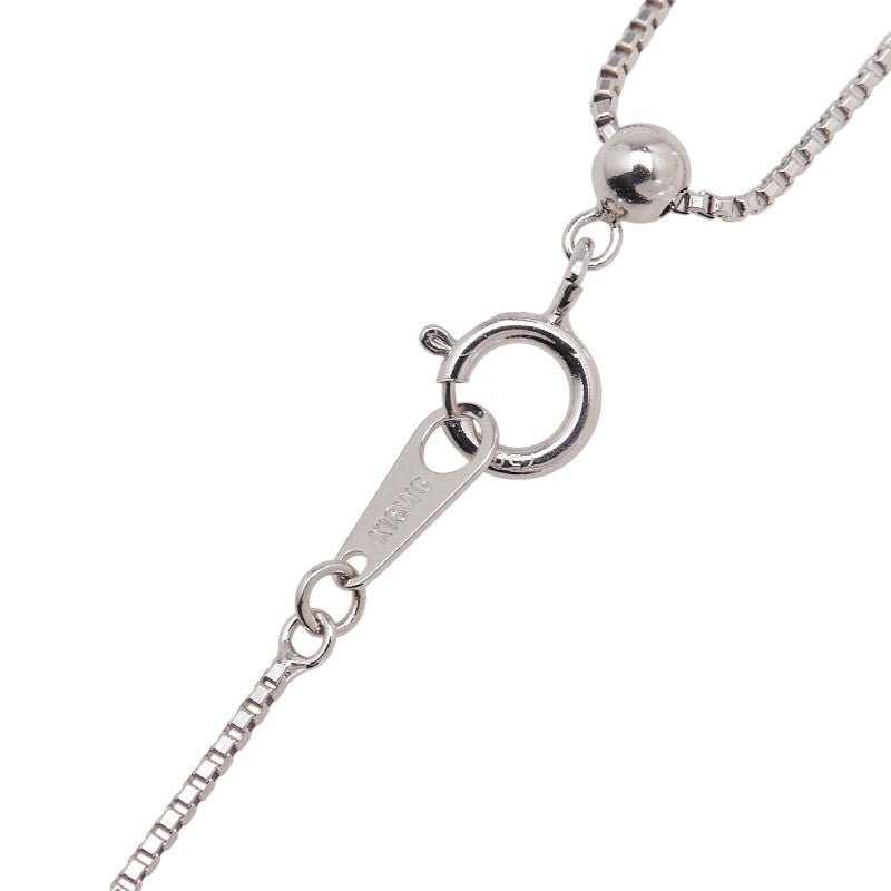 K18WG ホワイトゴールド 黒蝶真珠11.4mm ダイヤ0.09ct ベネチアンチェーン ネックレス レディース 【中古】