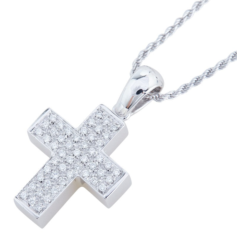ダミアーニ K18WG ホワイトゴールド ダイヤ0.48ct 十字架 クロス パヴェ ペンダントネックレス レディース Damiani 【中古】