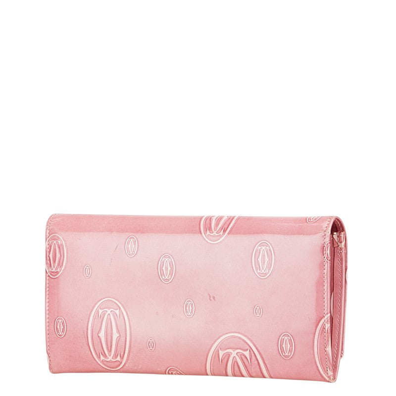 カルティエ ハッピーバースデー 長財布 ピンク エナメル レディース CARTIER 【中古】