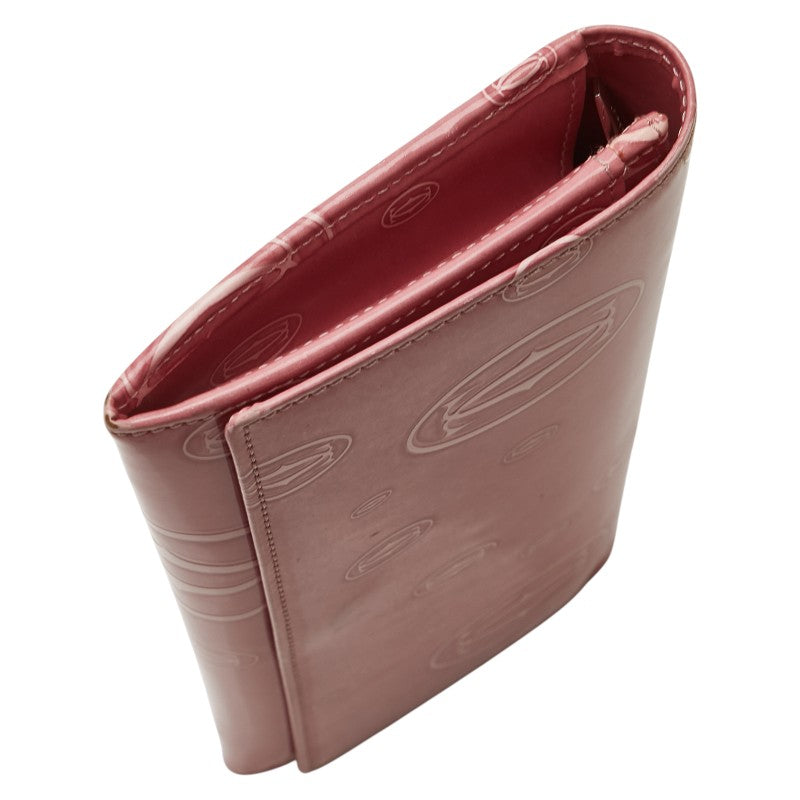 カルティエ ハッピーバースデー 長財布 ピンク エナメル レディース CARTIER 【中古】