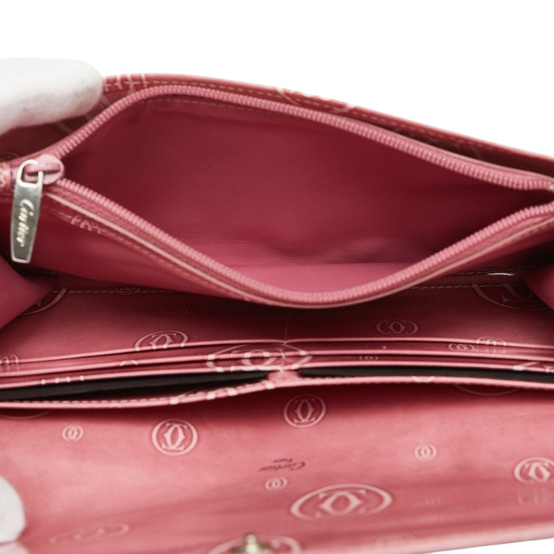 カルティエ ハッピーバースデー 長財布 ピンク エナメル レディース CARTIER 【中古】