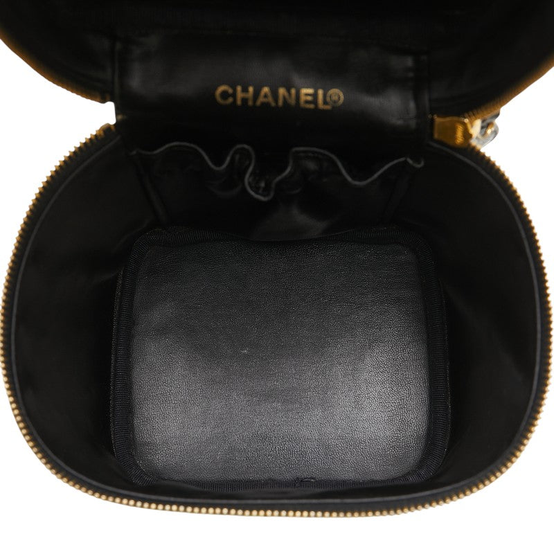 シャネル ココマーク バニティバッグ 化粧ポーチ ブラック キャビアスキン レディース CHANEL 【中古】
