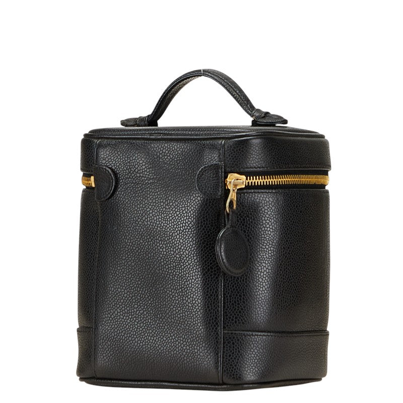 シャネル ココマーク バニティバッグ 化粧ポーチ ブラック キャビアスキン レディース CHANEL 【中古】