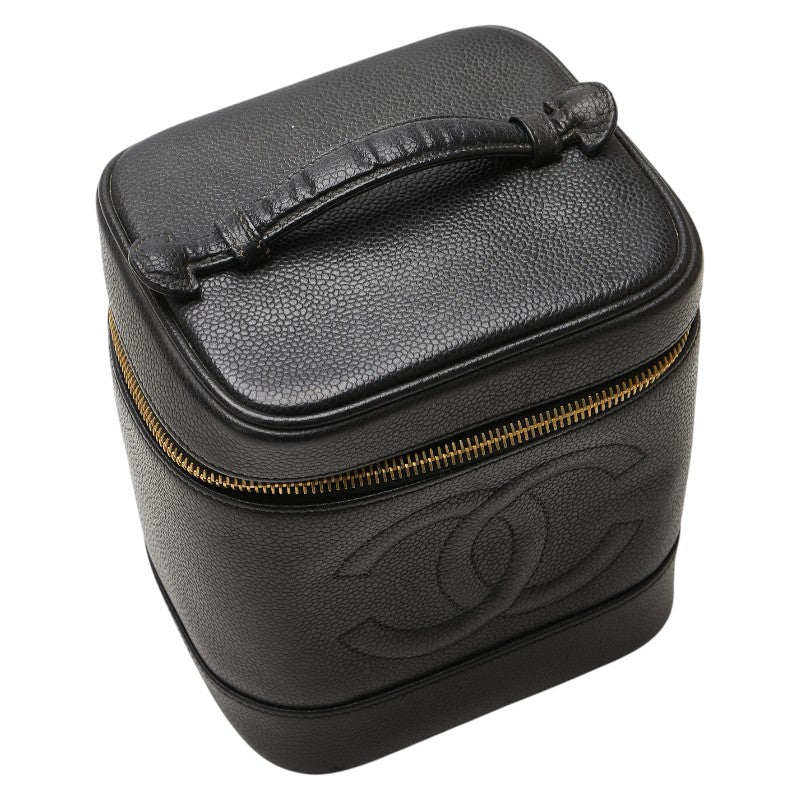 シャネル ココマーク バニティバッグ 化粧ポーチ ブラック キャビアスキン レディース CHANEL 【中古】