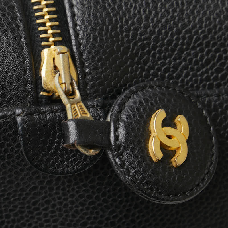 シャネル ココマーク バニティバッグ 化粧ポーチ ブラック キャビアスキン レディース CHANEL 【中古】