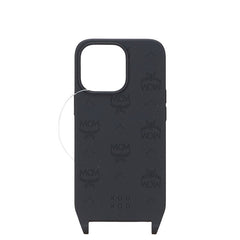 エム シー エム × XOUXOU サクソウサクソウ iphone13 PRO ストラップ付き スマホケース iPhoneケース ブラック レザー レディース MCM 【中古】