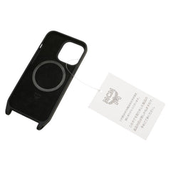 エム シー エム × XOUXOU サクソウサクソウ iphone13 PRO ストラップ付き スマホケース iPhoneケース ブラック レザー レディース MCM 【中古】