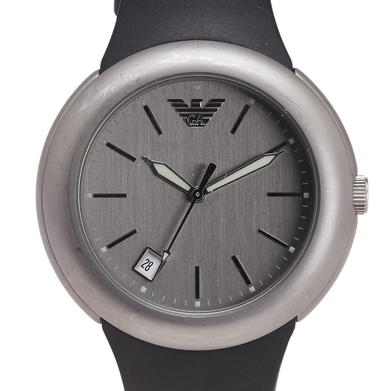 エンポリオ アルマーニ 腕時計 AR-0801 クオーツ シルバー文字盤 ステンレススチール ラバー メンズ Emporio Armani 【中古】