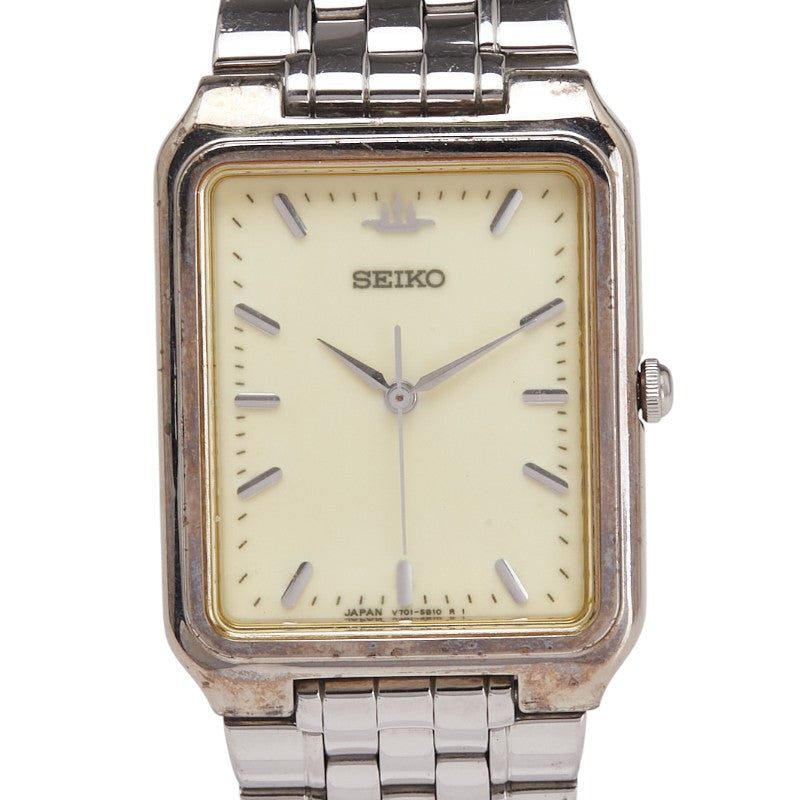 セイコー 腕時計 V701-5J00 クオーツ ホワイト文字盤 ステンレススチール メンズ SEIKO 【中古】