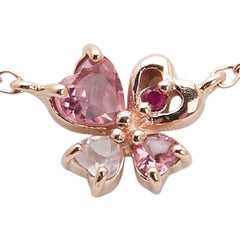 ヨンドシー K10PG ピンクゴールド トルマリン ハート クローバー モチーフ ネックレス レディース 4℃ 【中古】