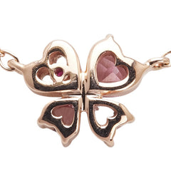 ヨンドシー K10PG ピンクゴールド トルマリン ハート クローバー モチーフ ネックレス レディース 4℃ 【中古】