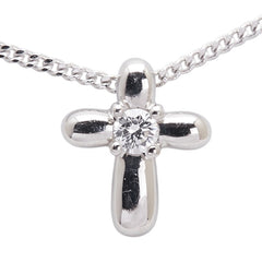 ヴァンドーム Pt850 プラチナ Pt900 プラチナ ダイヤ クロス 十字架 モチーフ ネックレス レディース VANDOME 【中古】