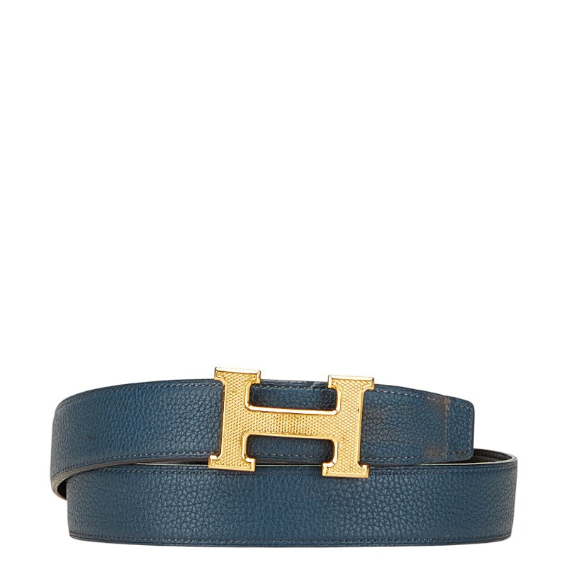 エルメス コンスタンス Hベルト リバーシブル ベルト サイズ:85 ネイビー ブラック トゴ ヴォースイフト レディース HERMES 【中古】