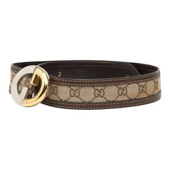 グッチ GGキャンバス オールドグッチ ベルト サイズ70 ベージュ ブラウン キャンバス レザー レディース GUCCI 【中古】