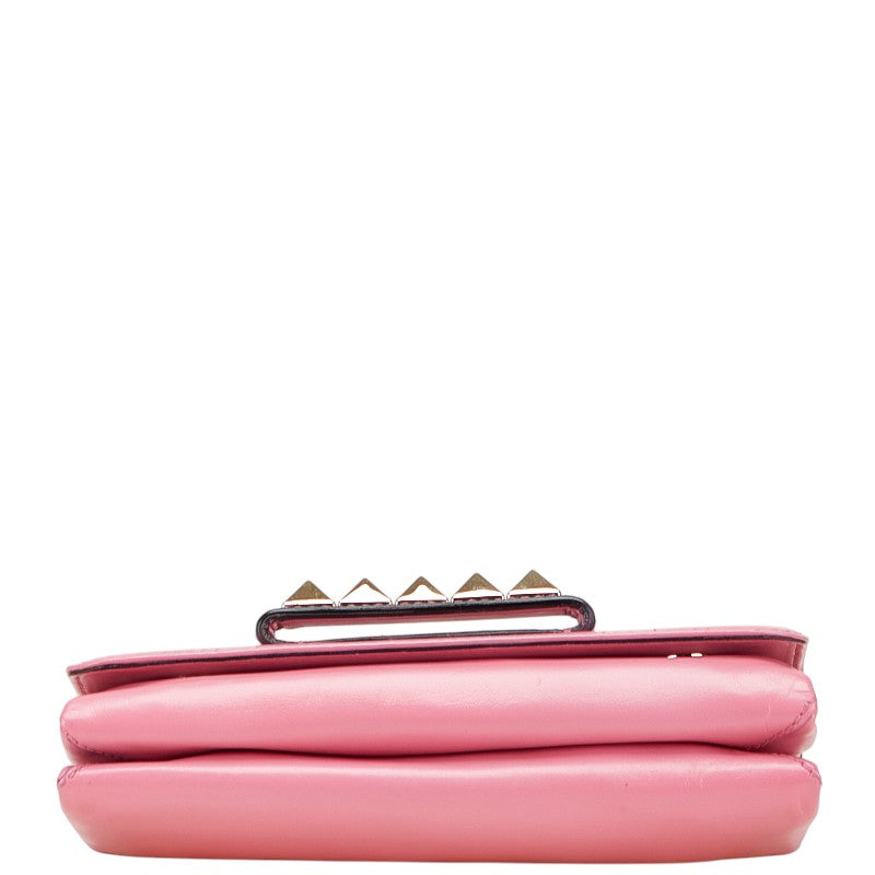 ヴァレンティノ スタッズ ショルダーバッグ ピンク レザー レディース VALENTINO 【中古】