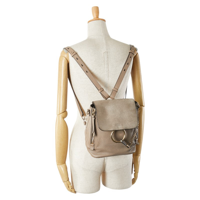 クロエ フェイ リュック バックパック ショルダーパック 2WAY ベージュ レザー スウェード レディース Chloe 【中古】