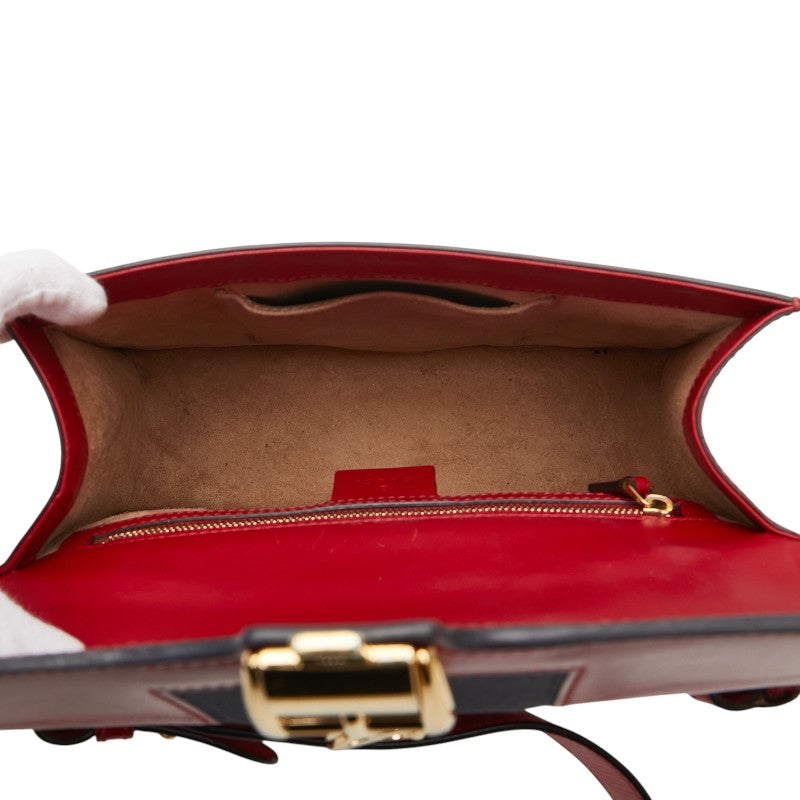 グッチ シルヴィ ショルダーバッグ 421882 レッド ネイビー レザー レディース GUCCI 【中古】