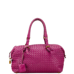 ボッテガヴェネタ イントレチャート ハンドバッグ ミニボストンバッグ パープル レザー レディース BOTTEGAVENETA 【中古】