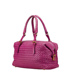 ボッテガヴェネタ イントレチャート ハンドバッグ ミニボストンバッグ パープル レザー レディース BOTTEGAVENETA 【中古】