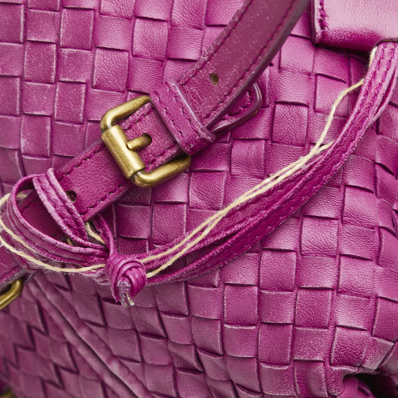 ボッテガヴェネタ イントレチャート ハンドバッグ ミニボストンバッグ パープル レザー レディース BOTTEGAVENETA 【中古】