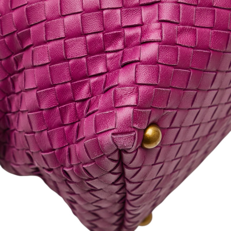 ボッテガヴェネタ イントレチャート ハンドバッグ ミニボストンバッグ パープル レザー レディース BOTTEGAVENETA 【中古】