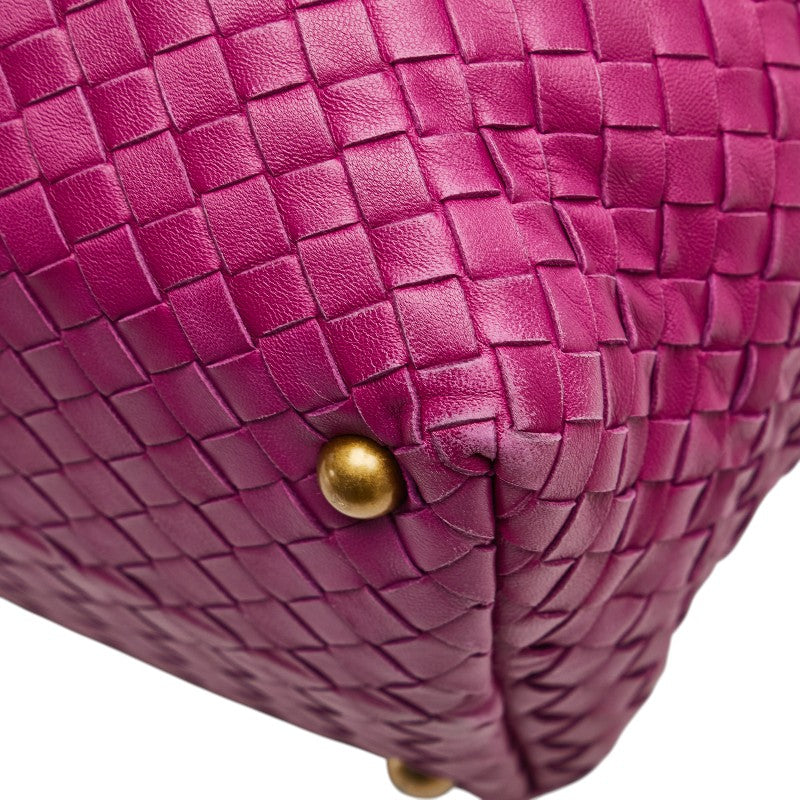 ボッテガヴェネタ イントレチャート ハンドバッグ ミニボストンバッグ パープル レザー レディース BOTTEGAVENETA 【中古】