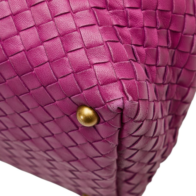 ボッテガヴェネタ イントレチャート ハンドバッグ ミニボストンバッグ パープル レザー レディース BOTTEGAVENETA 【中古】