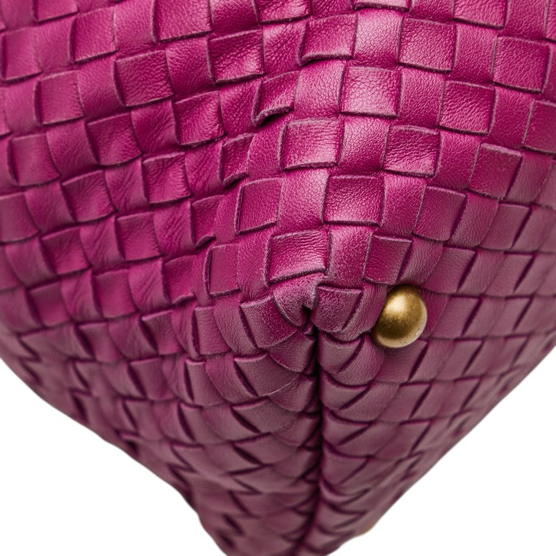 ボッテガヴェネタ イントレチャート ハンドバッグ ミニボストンバッグ パープル レザー レディース BOTTEGAVENETA 【中古】