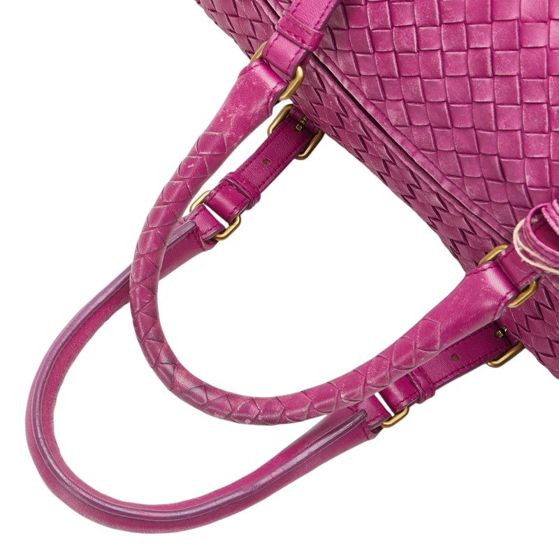 ボッテガヴェネタ イントレチャート ハンドバッグ ミニボストンバッグ パープル レザー レディース BOTTEGAVENETA 【中古】