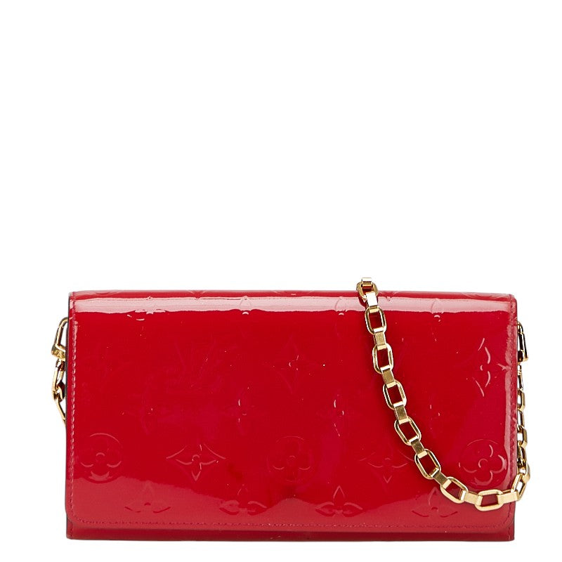 ルイ ヴィトン モノグラム ヴェルニ ポルトフォイユ サラ チェーン 長財布 M90087 ローズアンディアン パテントレザー レディース LOUIS VUITTON 【中古】