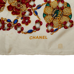 シャネル ジュエリー 宝石柄 スカーフ ホワイト マルチカラー レディース CHANEL 【中古】