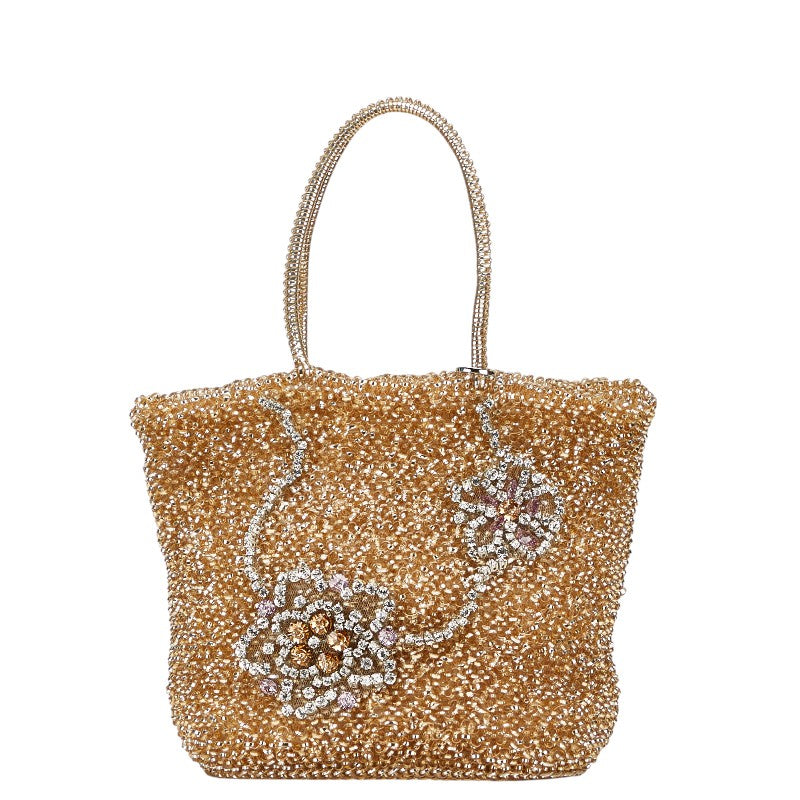 アンテプリマ ワイヤーバッグ フラワー ハンドバッグ ブラウン ゴールド シルバー PVC ビジュー レディース ANTEPRIMA 【中古】