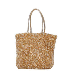 アンテプリマ ワイヤーバッグ フラワー ハンドバッグ ブラウン ゴールド シルバー PVC ビジュー レディース ANTEPRIMA 【中古】