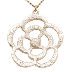 シャネル カメリア ラインストーン ネックレス シャンパンゴールド メッキ フェイクパール レディース CHANEL 【中古】