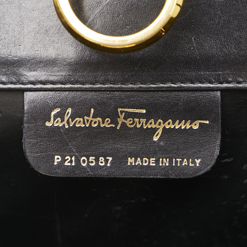 サルヴァトーレフェラガモ ガンチーニ チェーン ショルダーバッグ P21 0587 ブラック カーフレザー レディース Salvatore Ferragamo 【中古】