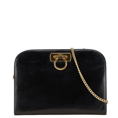 サルヴァトーレフェラガモ ガンチーニ チェーン ショルダーバッグ P21 0587 ブラック カーフレザー レディース Salvatore Ferragamo 【中古】