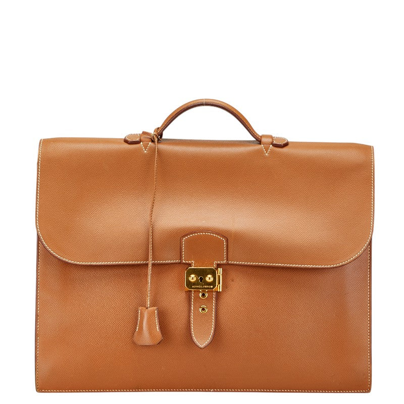 エルメス サックアデペッシュ38 ビジネスバッグ ブリーフケース ブラウン クシュベル レディース HERMES 【中古】