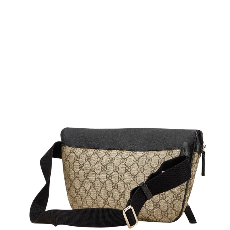 グッチ GGスプリーム ウエストバッグ 450946 ベージュ ブラック PVC レザー レディース GUCCI 【中古】