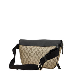 グッチ GGスプリーム ウエストバッグ 450946 ベージュ ブラック PVC レザー レディース GUCCI 【中古】